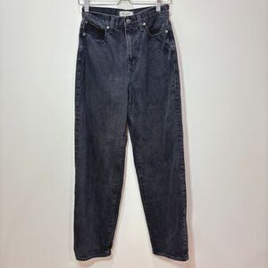 Madewell Baggy Straight Jeans Women 26 High Rise Black Wash Denim Grunge